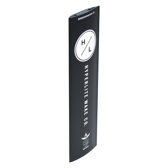 Angled view of the black Aluminum 45 Foil Mast M8 with white Hyperlite logos and a winged emblem.