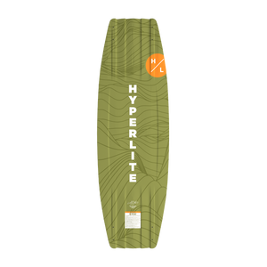 Bottom view of green Capitol wakeboard with Hyperlite logo.