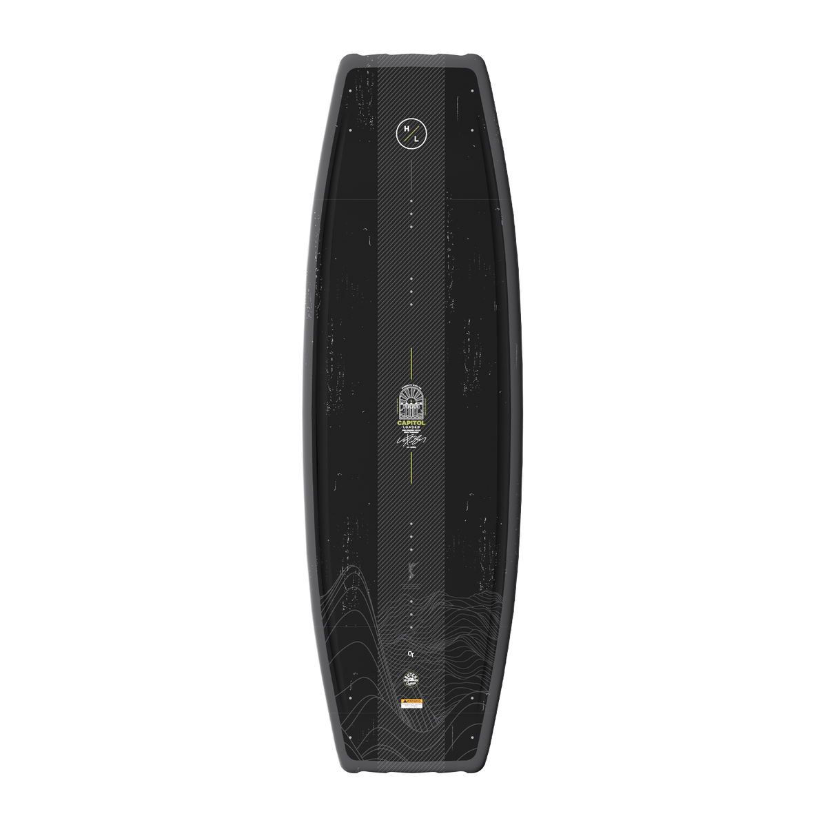 Top view of black Capitol Loaded wakeboard.