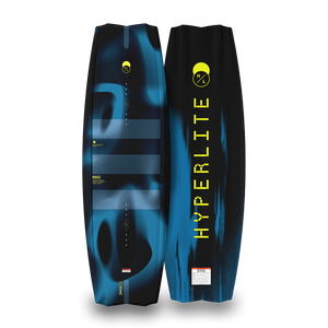 Top and bottom views of blue and black Rage wakeboard.