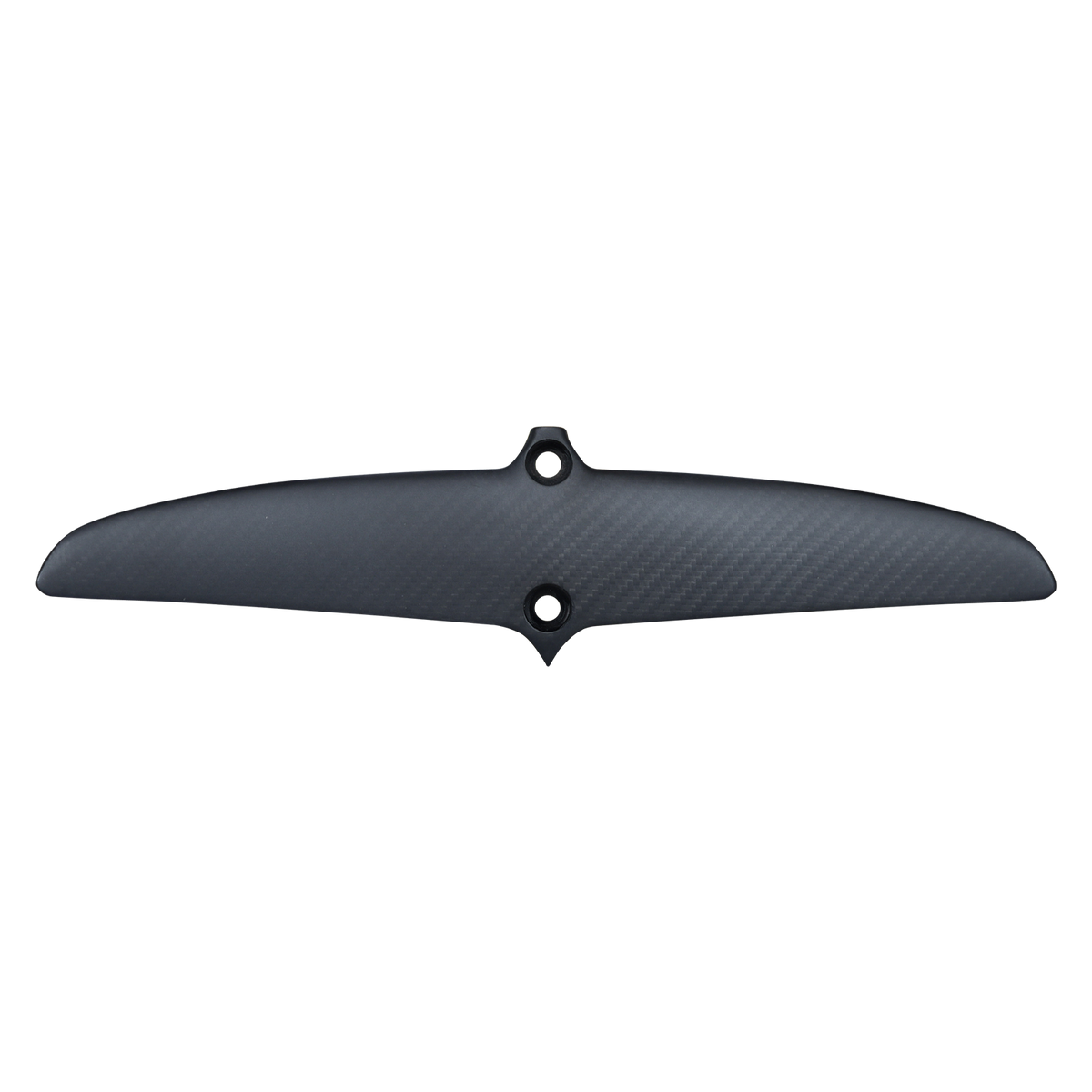 Top view of the Raptor 150 Rear Wing in matte black with a woven texture and two center bolt holes.