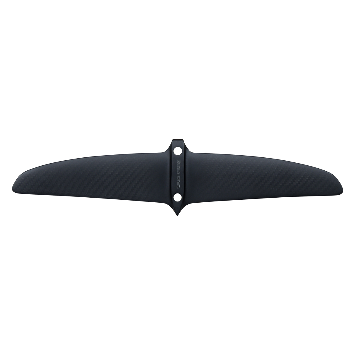 Bottom view of the Raptor 150 Rear Wing with a woven texture and a flat mounting strip with two holes.