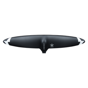 Top view of the Raptor 900 Front Wing in woven black, with white chevron tips on an elliptical span.