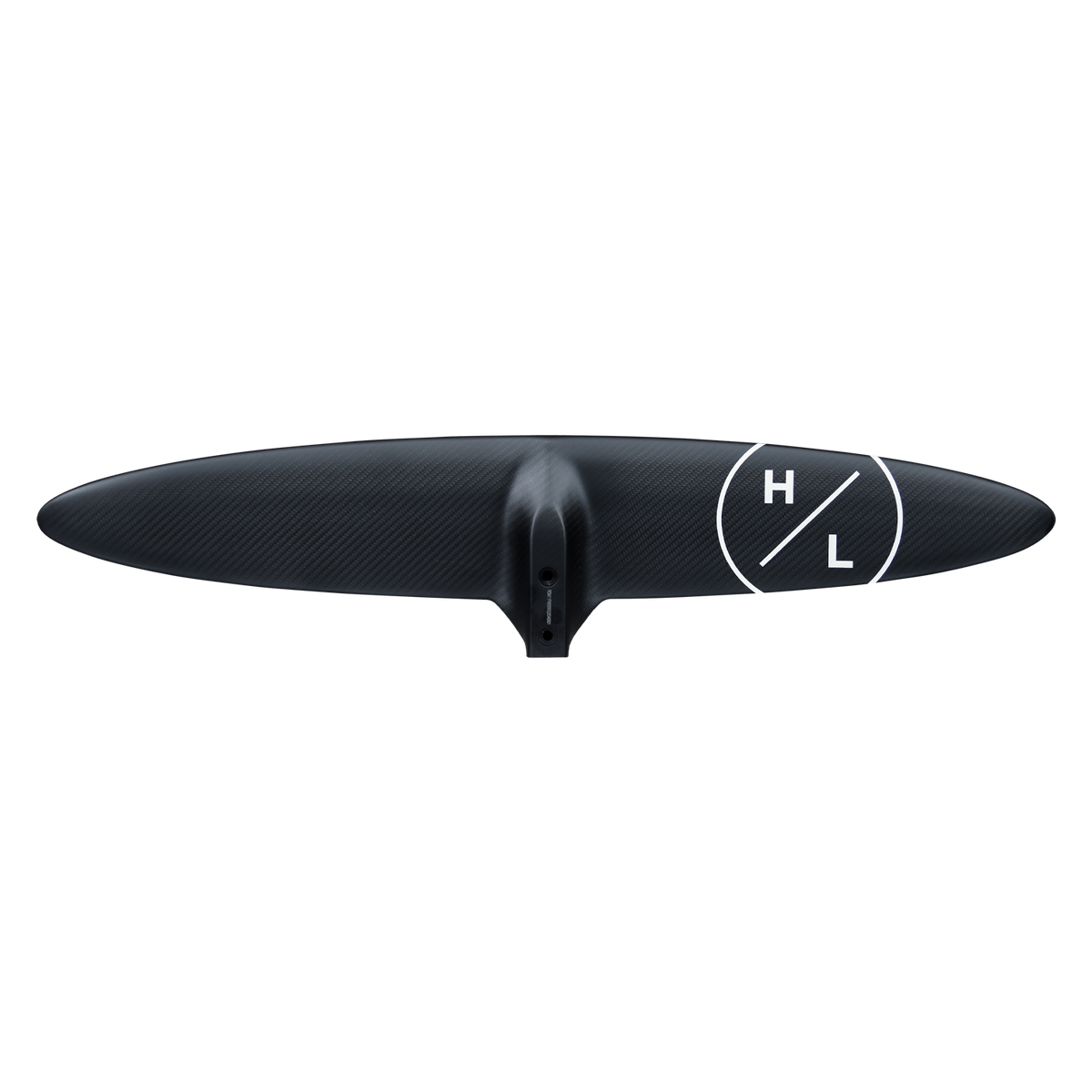 Bottom view of the Raptor 900 Front Wing in woven black, with a squared center mount and two bolt holes.