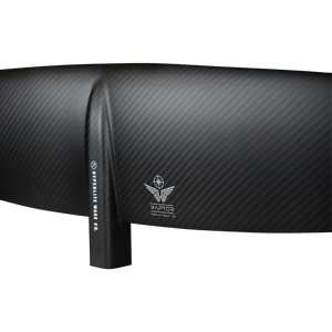 Close-up of the winged Raptor emblem on the Raptor 900 Front Wing's woven black finish near the mount.