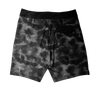 Acid Boardshort: Black tie-dye with drawstring & logo, ideal for Wake Adventure.