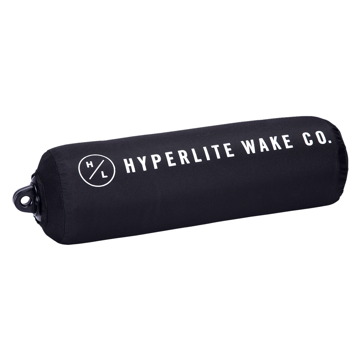 Black Hyperlite Wake Co. cylindrical bag for Boat Bumper, with logo and loop.