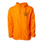 Orange Breaker jacket with hood and Hyperlite Wake Co. logo on the chest.