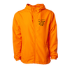 Orange Breaker jacket with hood and Hyperlite Wake Co. logo on the chest.
