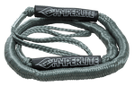 Hyperlite Bungee Dock Tie: Gray braided rope and black handles for boat security.