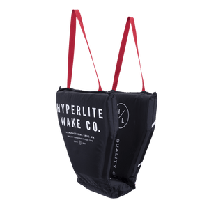 Black Hyperlite wakeboard bag with red straps and HL Cove Cushion Black.