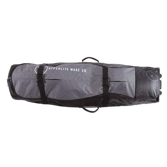 Hyperlite Wheelie Board Bag in gray/black, with handles/logo for your wakeboard adventure.