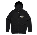 The Gasser Zip Hoodie - Black features HYPERLITE on chest and anti-pill fleece.