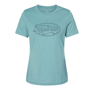 Teal Surfer Rosa Tee in combed cotton with grey Hyperlite logo on the front.
