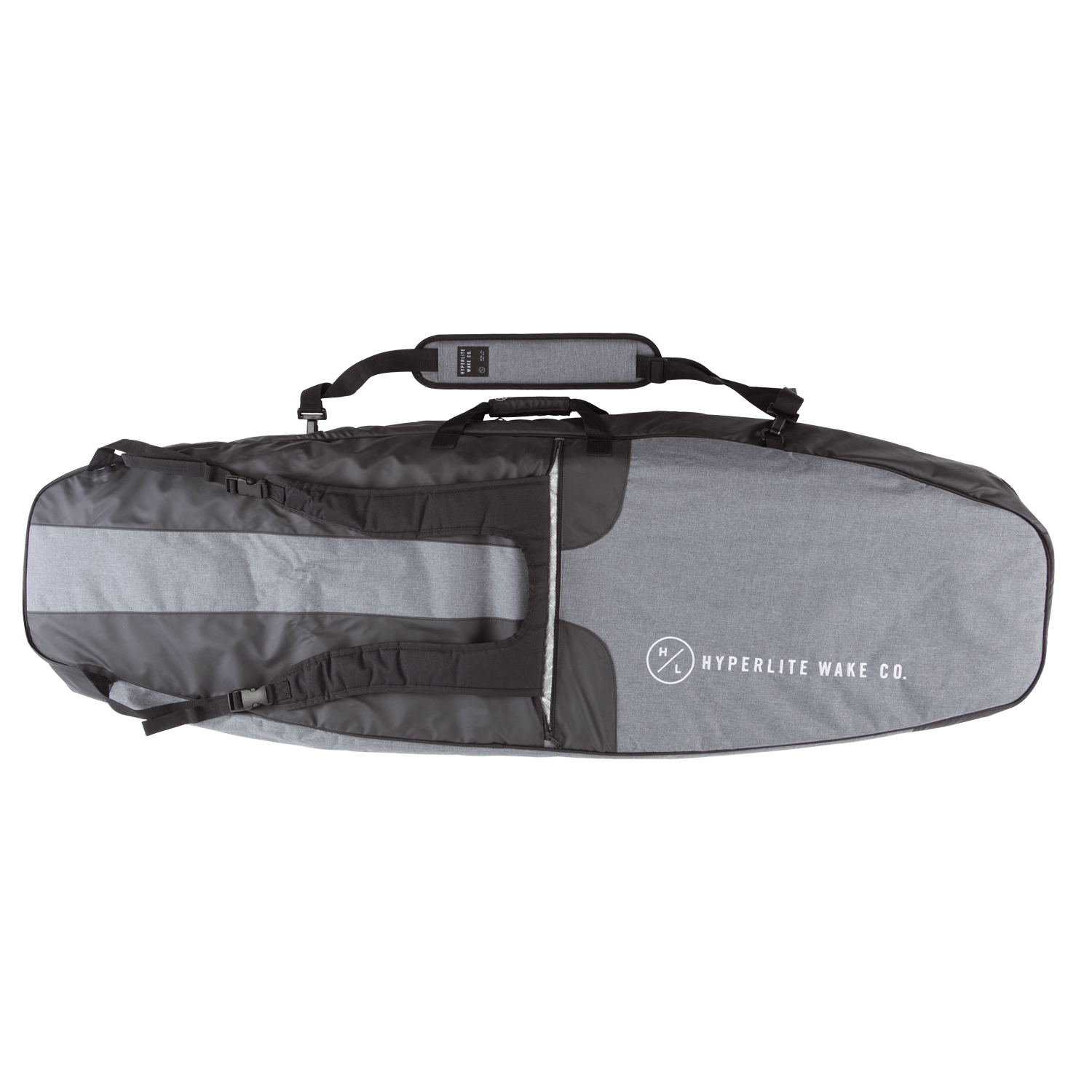 Gray/black Hyperlite Team Bag with padded strap for your wakeboard.