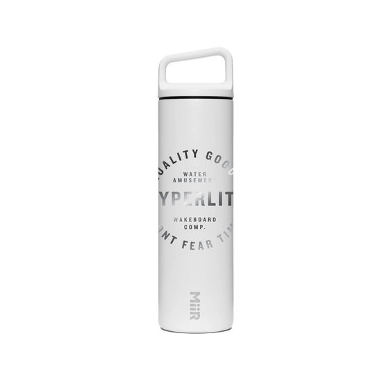 White Hyperlite 20oz. Water Bottle with handle, insulated & logo printed.