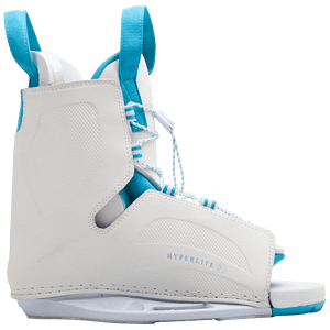 White & blue Allure Binding with adjustable Low Pro Plate System.