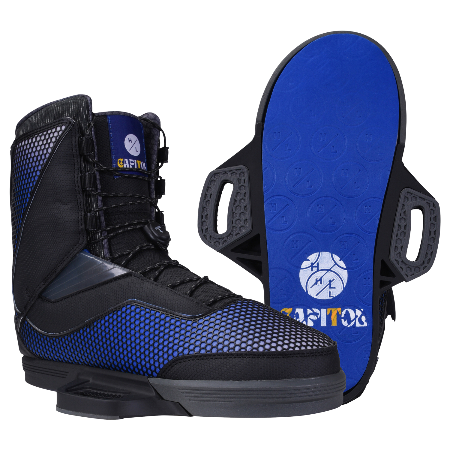 Capitol Binding shoe in blue/black with textured details and Fusion Plate sole.
