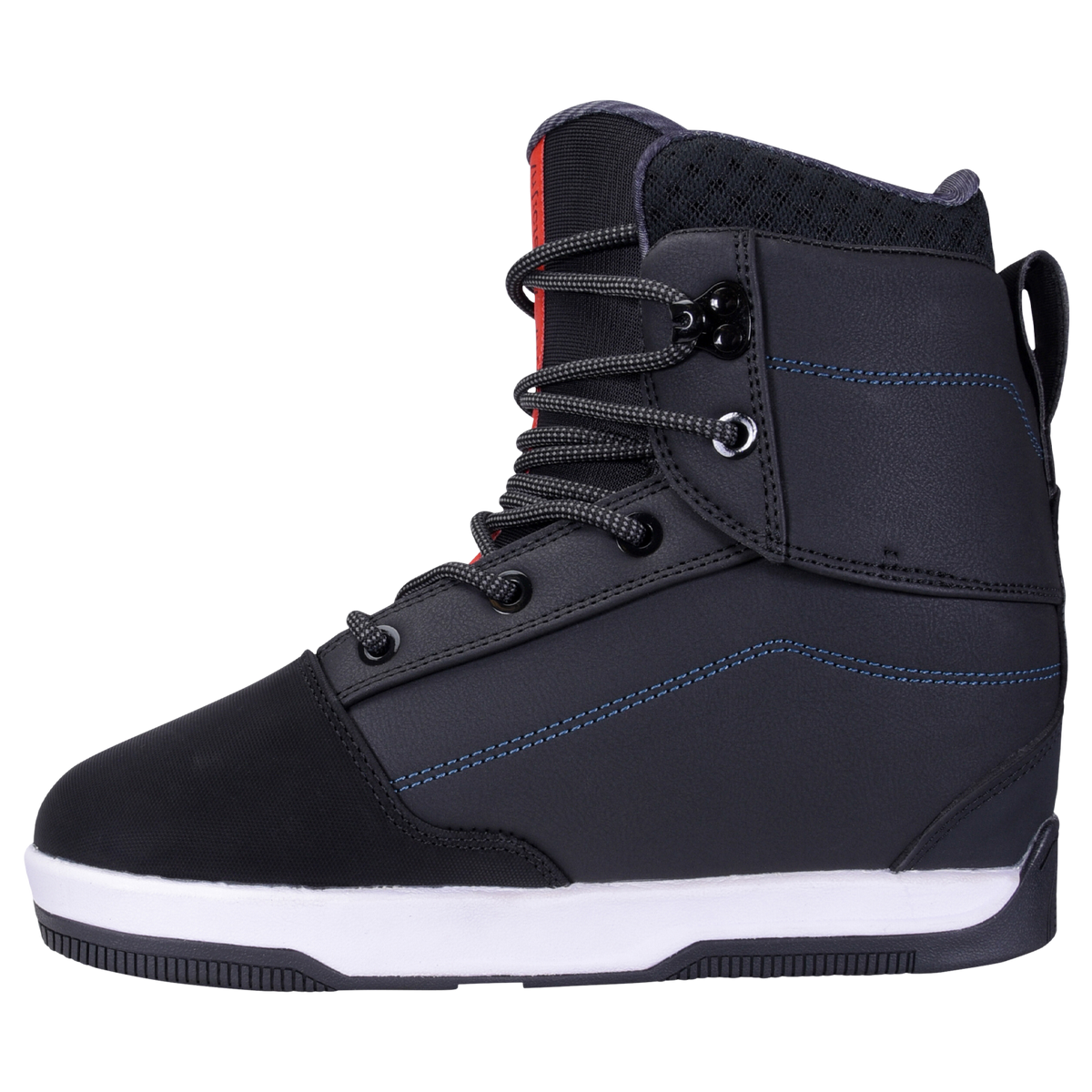 Distortion Boot: Black with blue stitching, red stripe, 3D Heat Moldable Pro Liner.