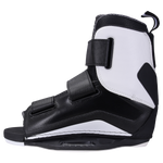 Formula Binding: black/white wakeboard boot, side view, straps & universal mounting.