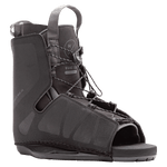 Frequency Binding: Black open-toe wakeboard boot with laces, straps & adjustable sizing.