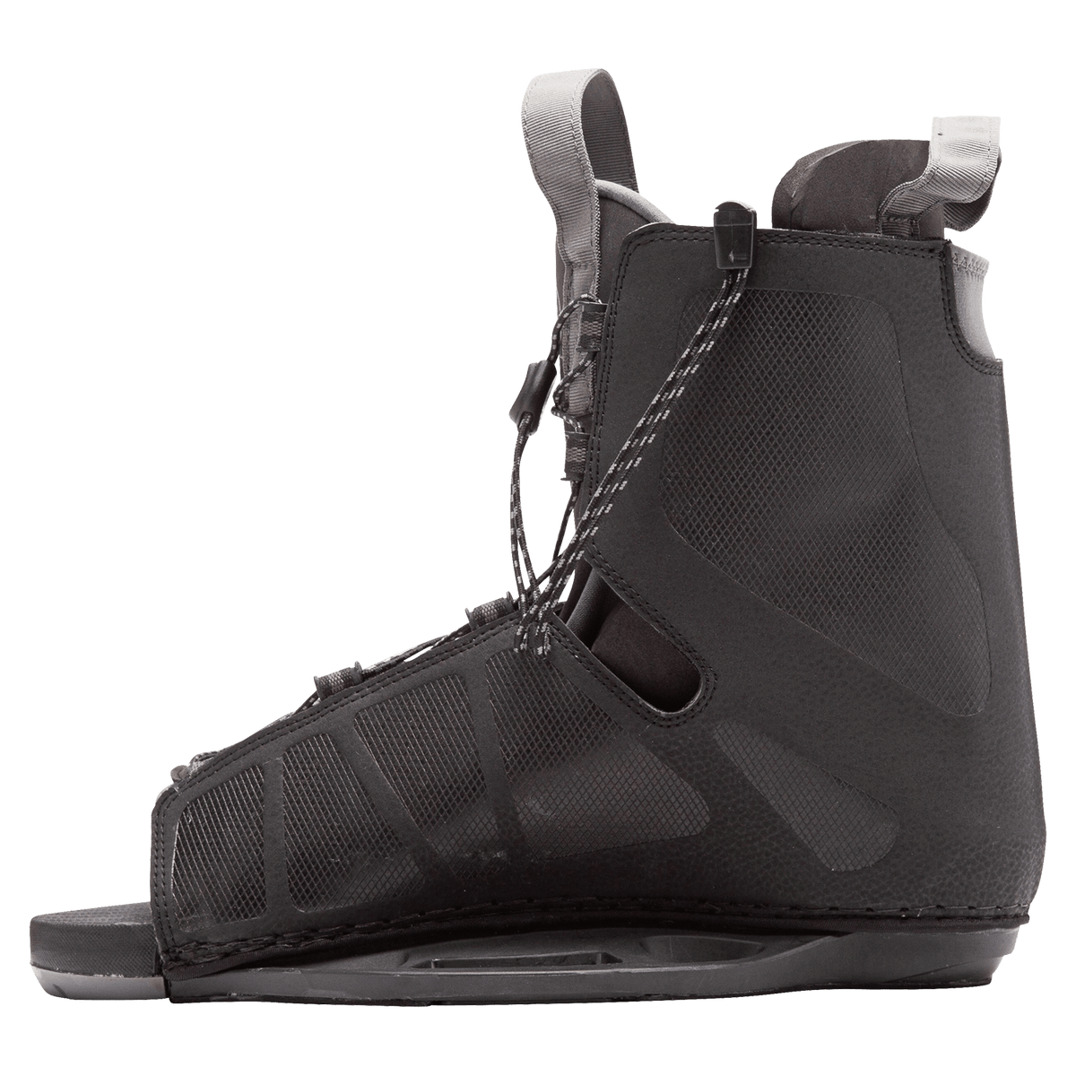 Black Frequency Binding snowboard boot with laces, high back, and adjustable sizing.