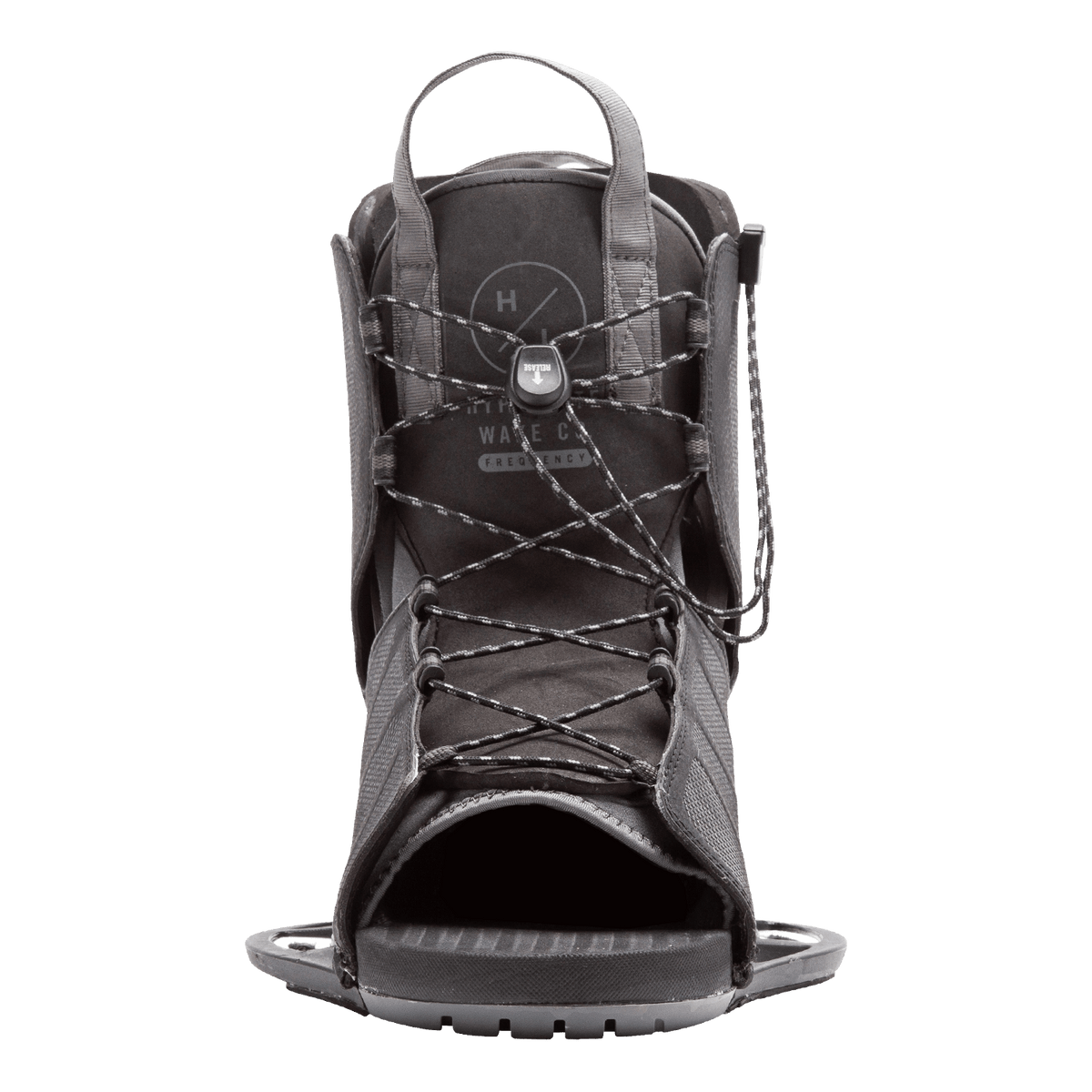 Frequency Binding, front view: includes laces and an adjustable strap.