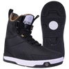 Gooey Boot: black/white snowboard boot, side and sole view shown.