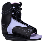 Jinx Girls wakeboard boot, black/purple, laces, velcro strap, adjustable fit for beginners.