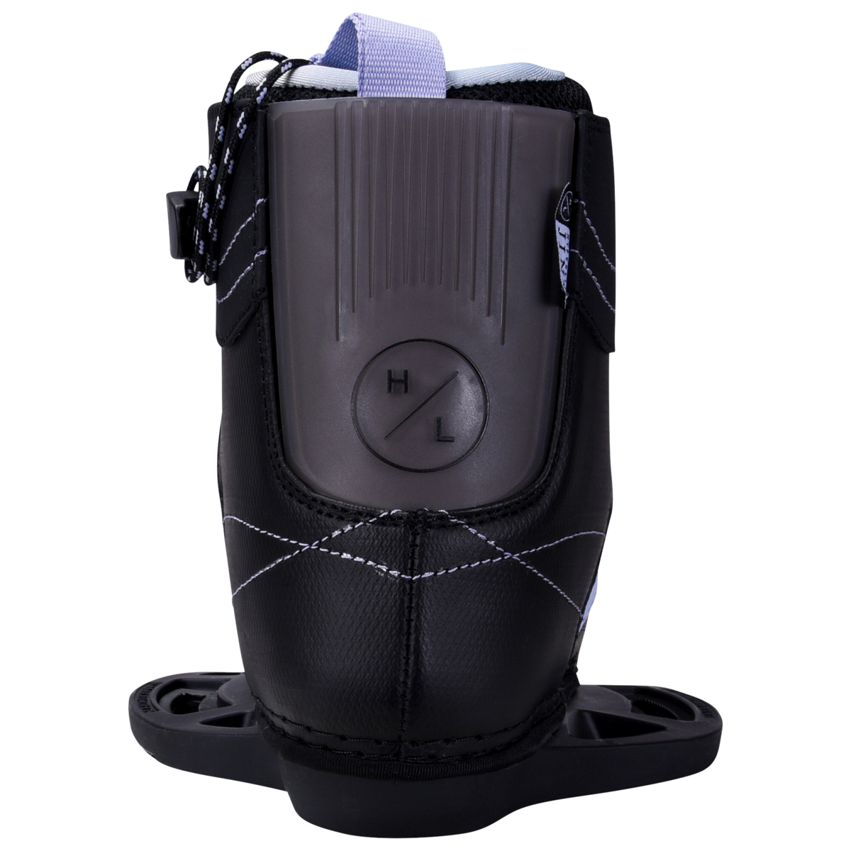 Jinx Girls snowboarding boot, black with gray accents and adjustable straps, ideal for beginners.