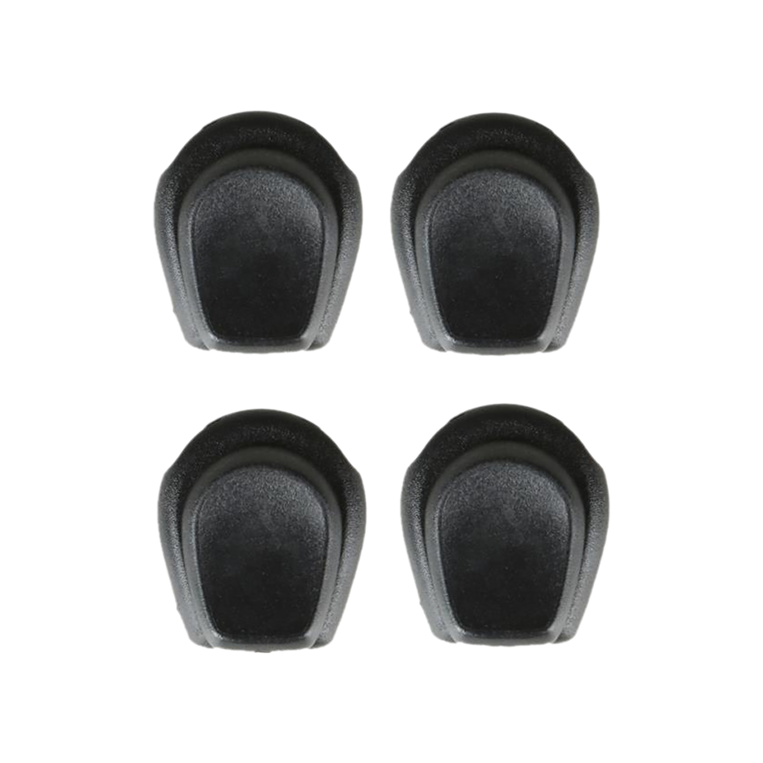 Four black Lace Locks, oval-shaped, arranged in a square as replacement parts.