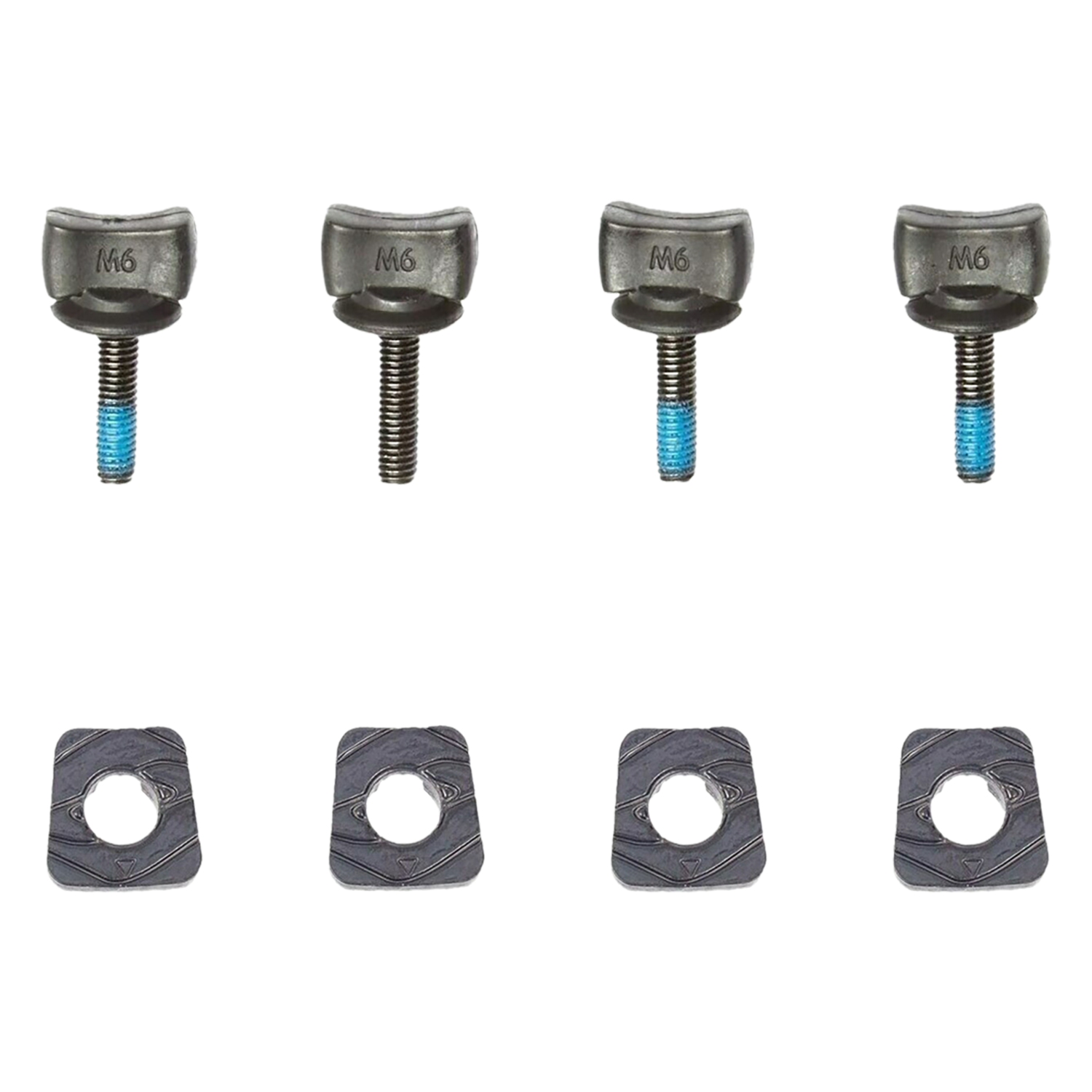 Four M6 Thumbscrew Hardware Kits in a line.