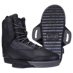 Black M60 Binding boots, one upright and one showing sole pattern; bomb-proof construction.