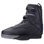A side view of the M60 Binding, a black snowboard boot with sleek design and heavy-duty laces.
