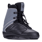 Optic Jr. Binding: Black/gray wakeboard boot, laced, closed toe, branded logo.