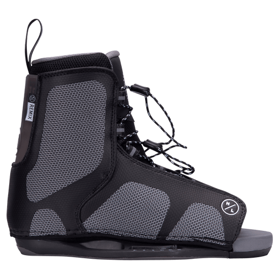 Gray/black Sender wakeboard boot w/mesh panels, laces & Remix Binding visible from side.