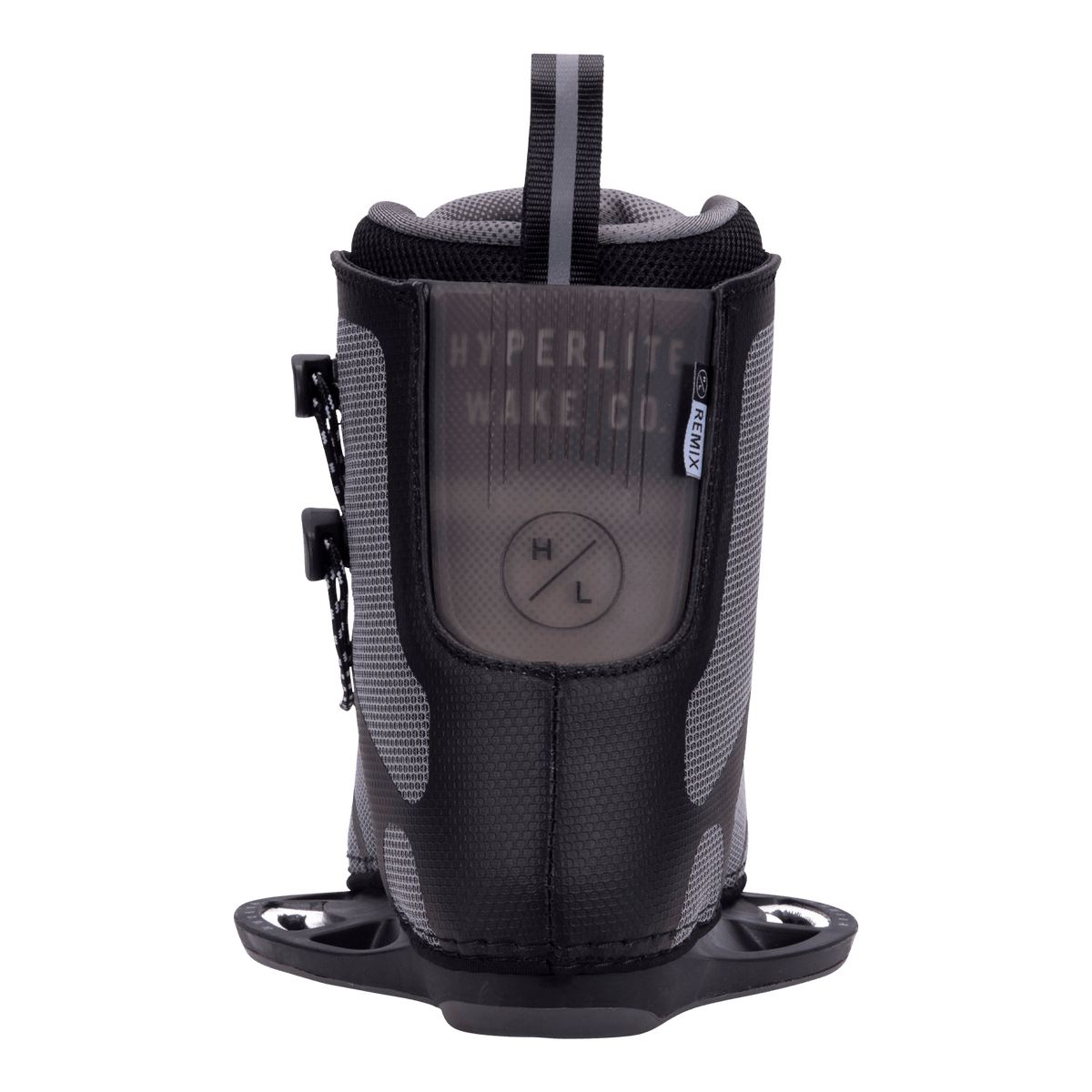 Remix Binding: Black/gray with logo, perfect for beginner to intermediate wakeboarders.