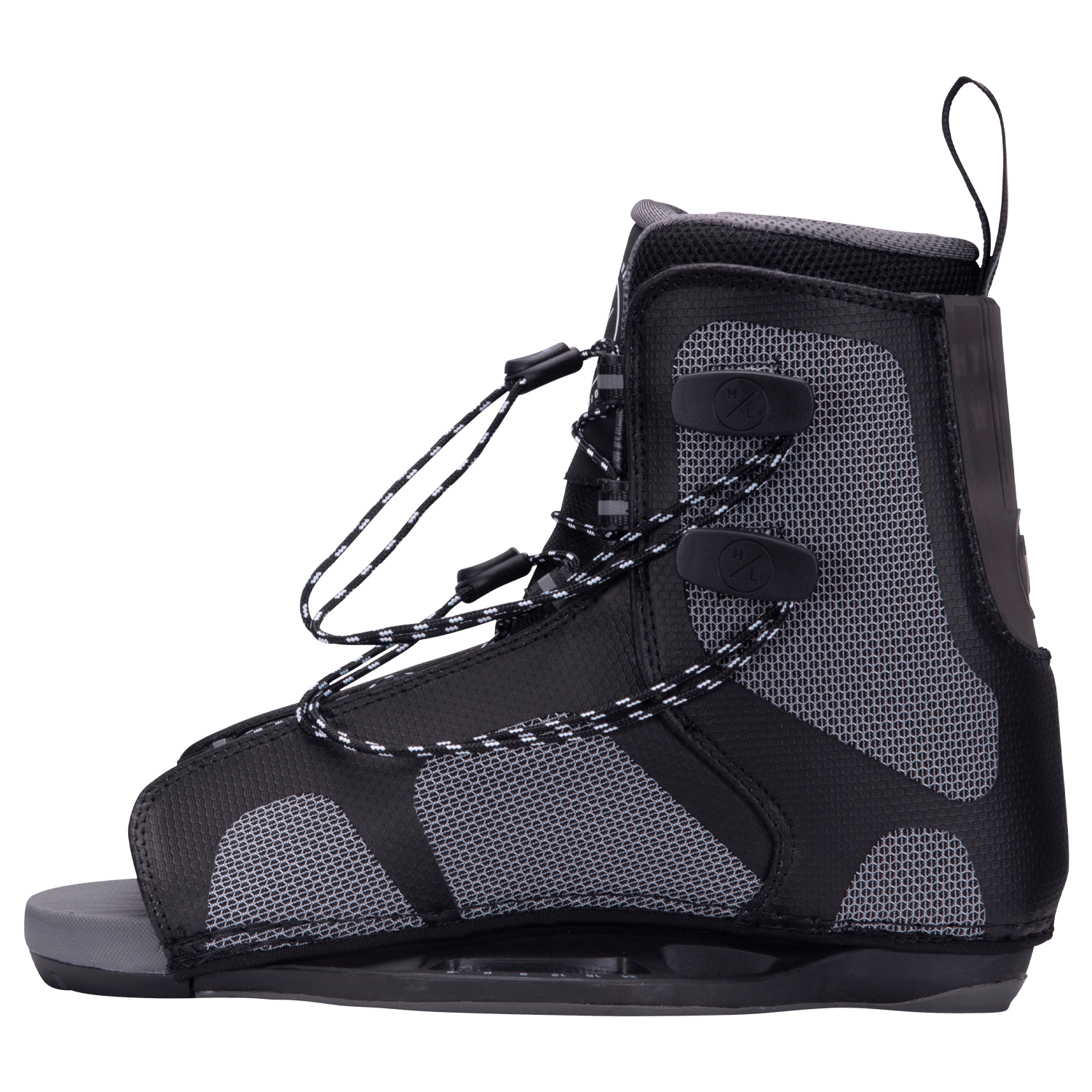 Sender w/Remix Binding - black/gray, open-toe, laced wakeboard boot.