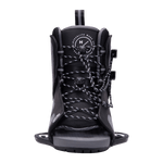 Remix Binding: Black with white laces, front view, perfect for beginner to intermediate riders.