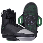 Scout Binding: Black boots with green accents and durable construction.