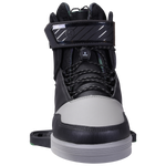 Scout Binding: Black/gray snowboard boot with lace, strap & abrasion-resistant materials.