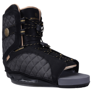 Syn Binding, black/gray colors, laces, logo, features a Low Pro Plate System.