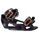 Black/gold snowboard binding with adjustable toe strap, System Lowback Binding.