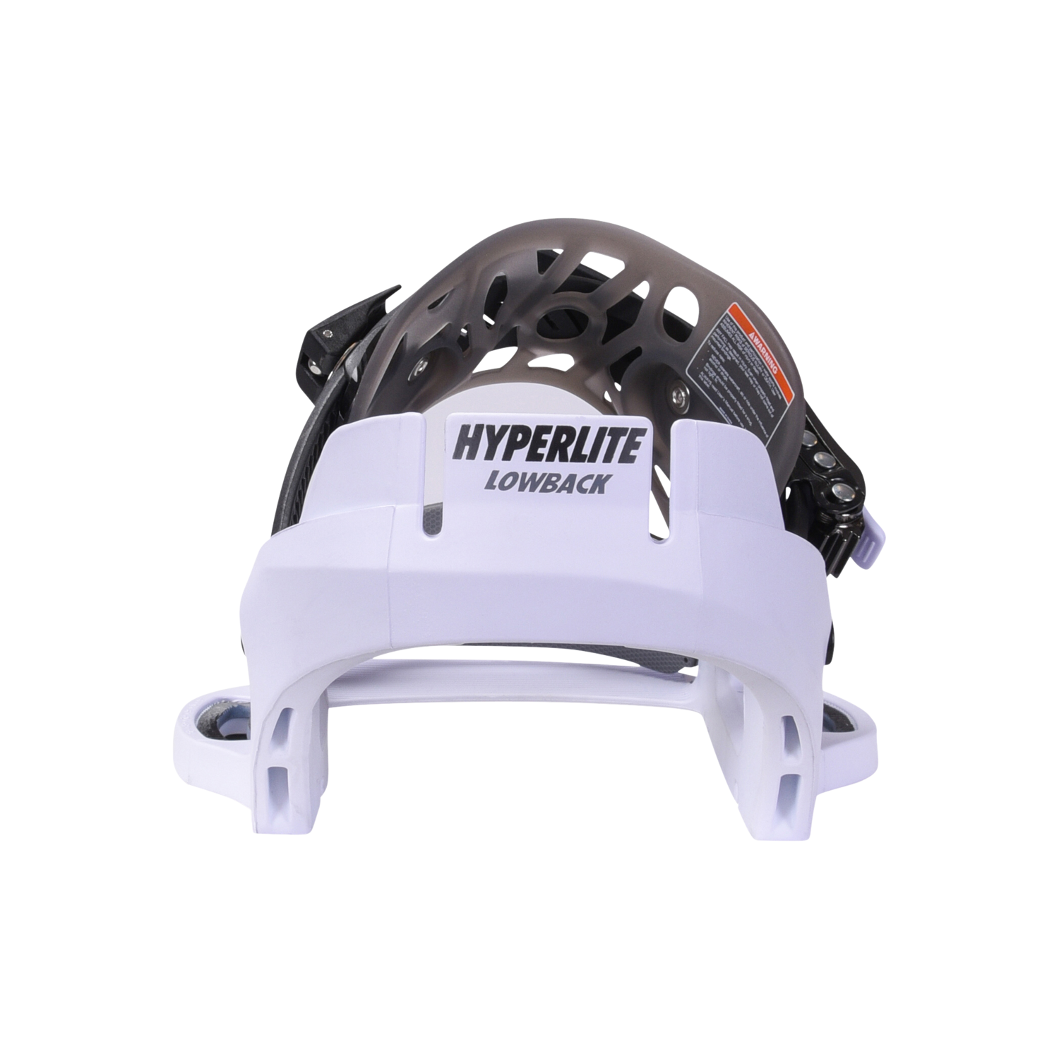 System Lowback Binding, front view in white and black.
