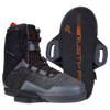 Black and gray Ultra Binding wakeboard boots with red accents and black soles.
