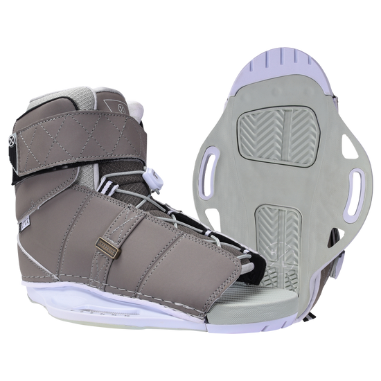 Viva Binding 2024, gray with a sleek design and universal mounting, shown from side views.