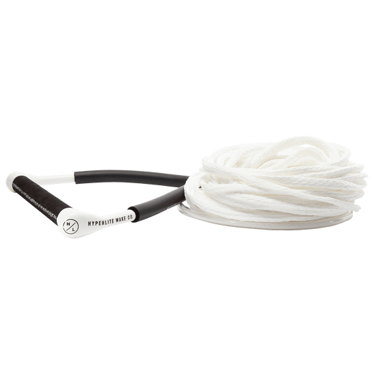 White CG Handle W/ Poly E, coiled black and white with Chamois Grip, on the ground.