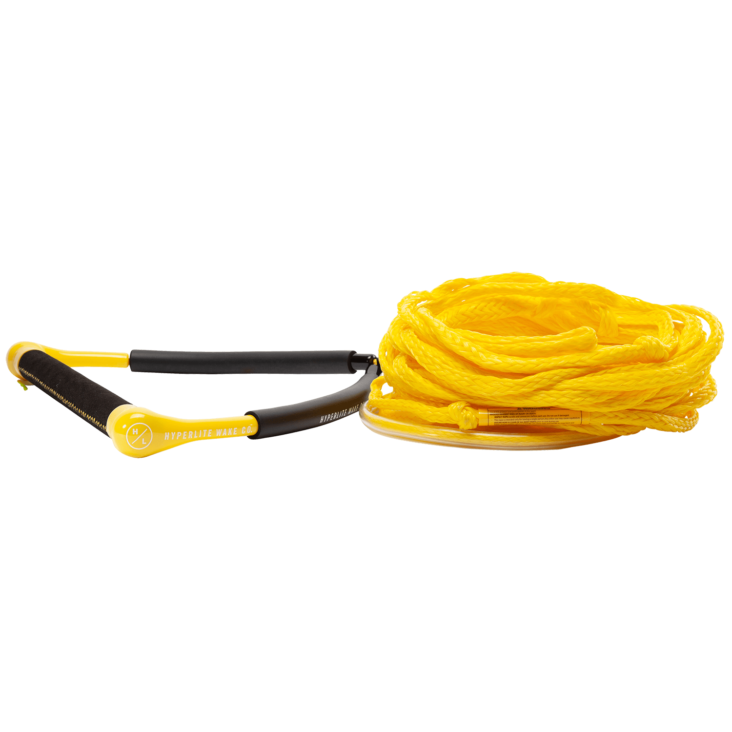 CG Handle W/ Poly E - Yellow, features a chamois grip and neatly coiled rope.