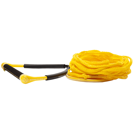 CG Handle W/ Poly E - Yellow, features a chamois grip and neatly coiled rope.