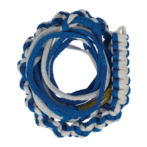 20 Knotted Surf Rope in blue and white Hyper-Braid Design with a sturdy handle.